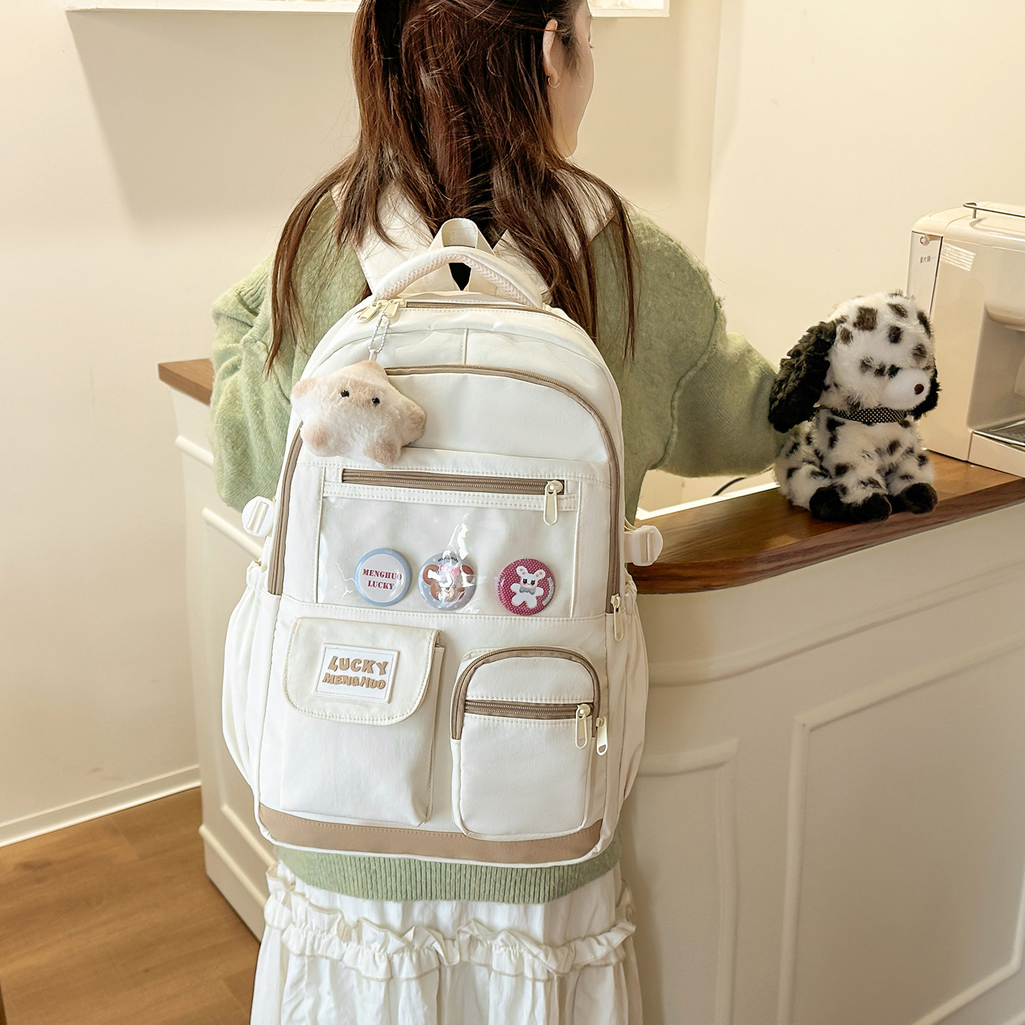 网红书包女生简约休闲背包小学初中高中大学生日系原宿百搭双肩包,箱包皮具/热销女包/男包,双肩背包,淘宝优惠券,粉丝福利购,淘宝优惠卷