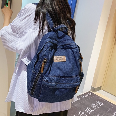 小太阳牛仔双肩包包女ins学生