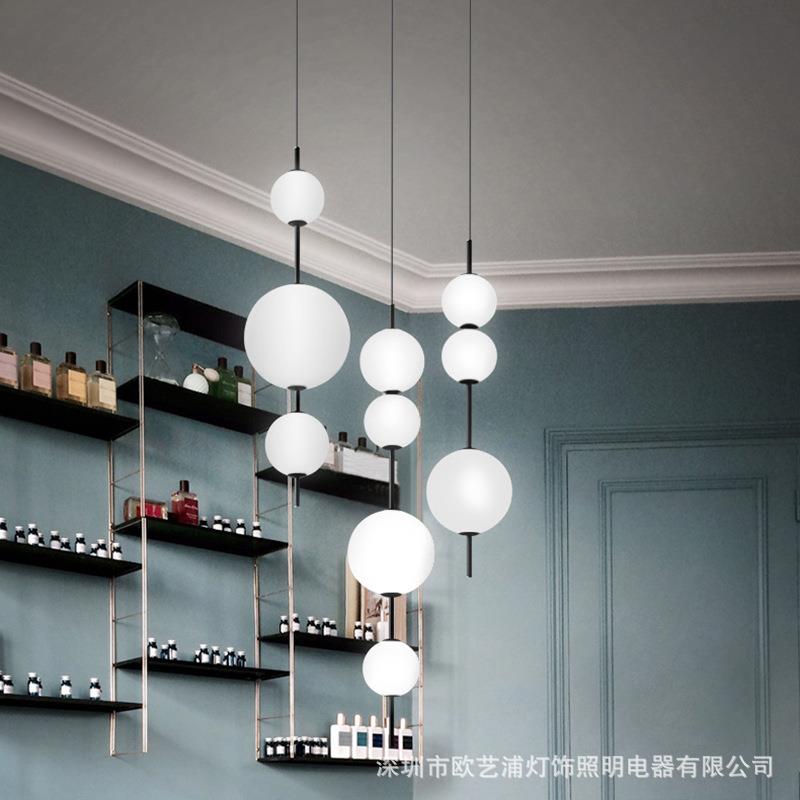 北欧极简分子玻璃床头吊灯现代简约餐厅吧台设计师创意卧室LED灯