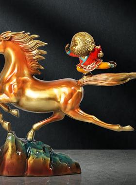 铜制马上封侯摆件马招财猴客厅玄关办公室摆设开业乔迁礼品发顺丰
