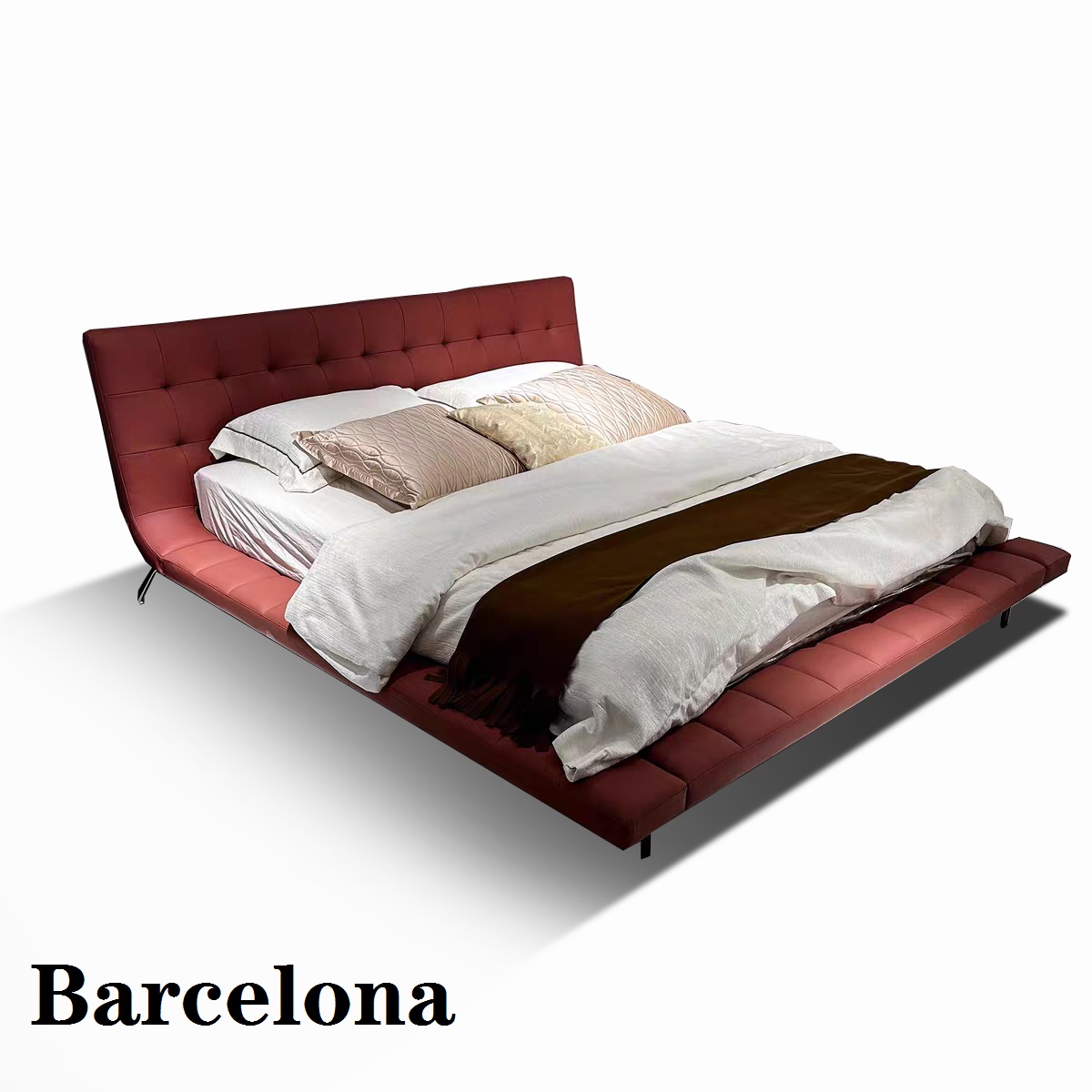 巴萨罗那床别墅高端大气onda床意式极简1.8米主卧真皮床婚床