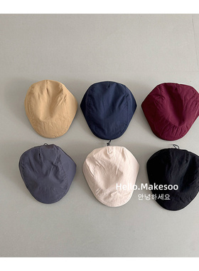 makesoo潮流简约儿童帽子春秋薄款遮阳防晒贝雷帽男女宝宝前进帽