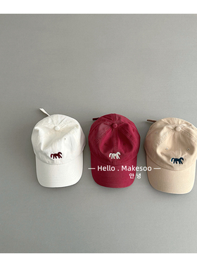 马年~儿童帽子韩系小马刺绣棒球帽男女宝宝春秋季透气鸭舌帽百搭