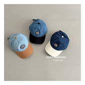 makesoo儿童帽子韩版 贴布字母刺绣棒球帽男宝女宝拼色大檐棒球帽