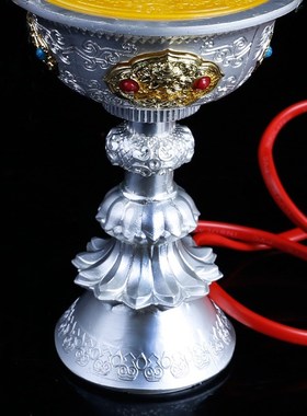 居家室内八吉祥电子酥油灯供灯钨丝灯泡J无烟烛灯长明灯菩提灯1对