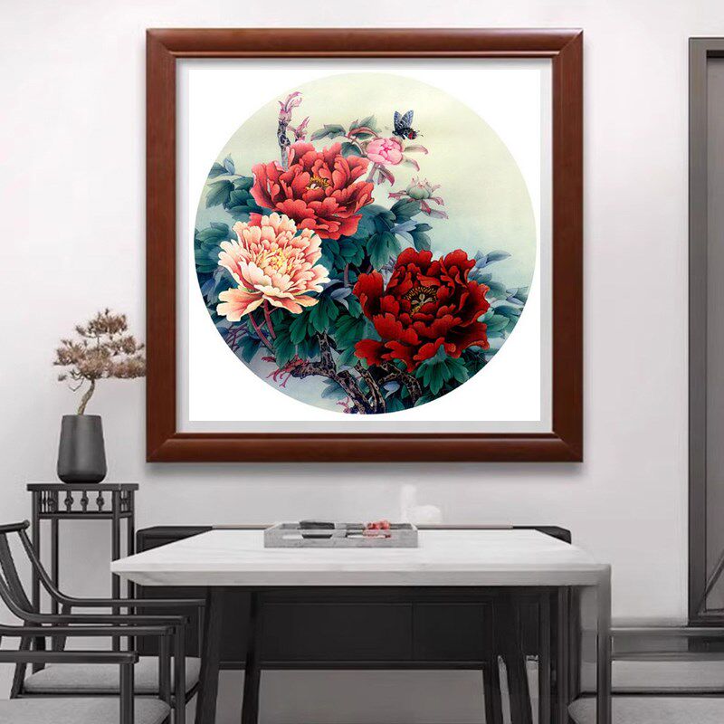 苏绣DIY套件初学 牡丹 蝶恋花 E玄关客厅卧室 手工刺绣装饰画