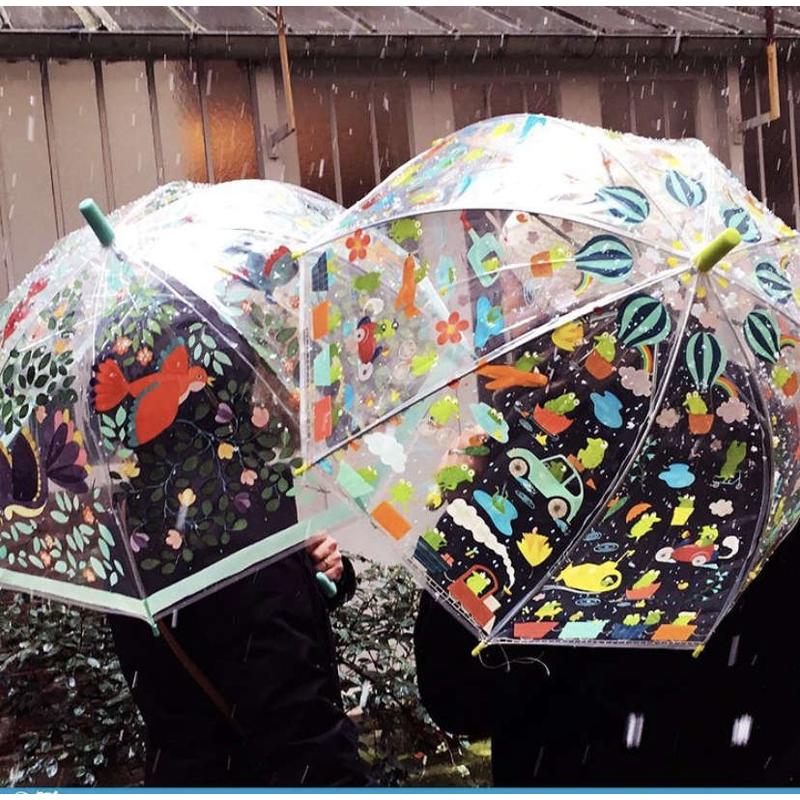 法国djeco儿童雨伞伞小孩透明晴雨伞 女可爱幼儿园学生长柄伞变图片