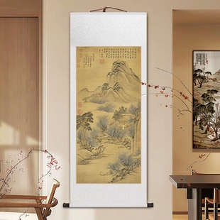 燕喜鱼乐图卷轴挂画新中式花鸟山水国画客厅玄关装饰书房茶室壁