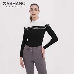 训练深紫色LSW510 四季 玛尚海军蓝立领撞色拼接马术T恤女款 秋长袖
