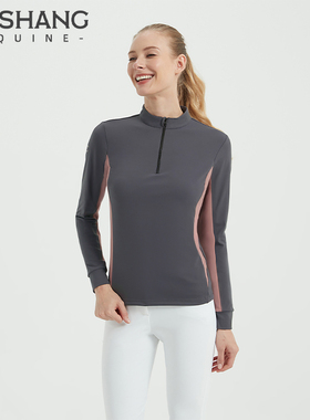 Mashang Equine女款加绒长袖秋冬训练T恤骑马训练马术装备EHW506