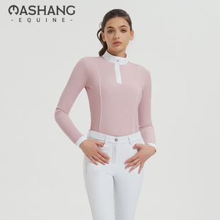 LSW203 T恤专业马术比赛上衣骑马服装 Mashang Equine女士带钻长袖