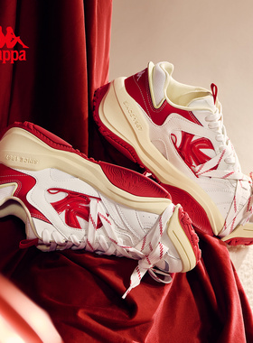 Kappa方糖女鞋厚底板鞋女款2026新款红色老爹鞋休闲鞋子女运动鞋