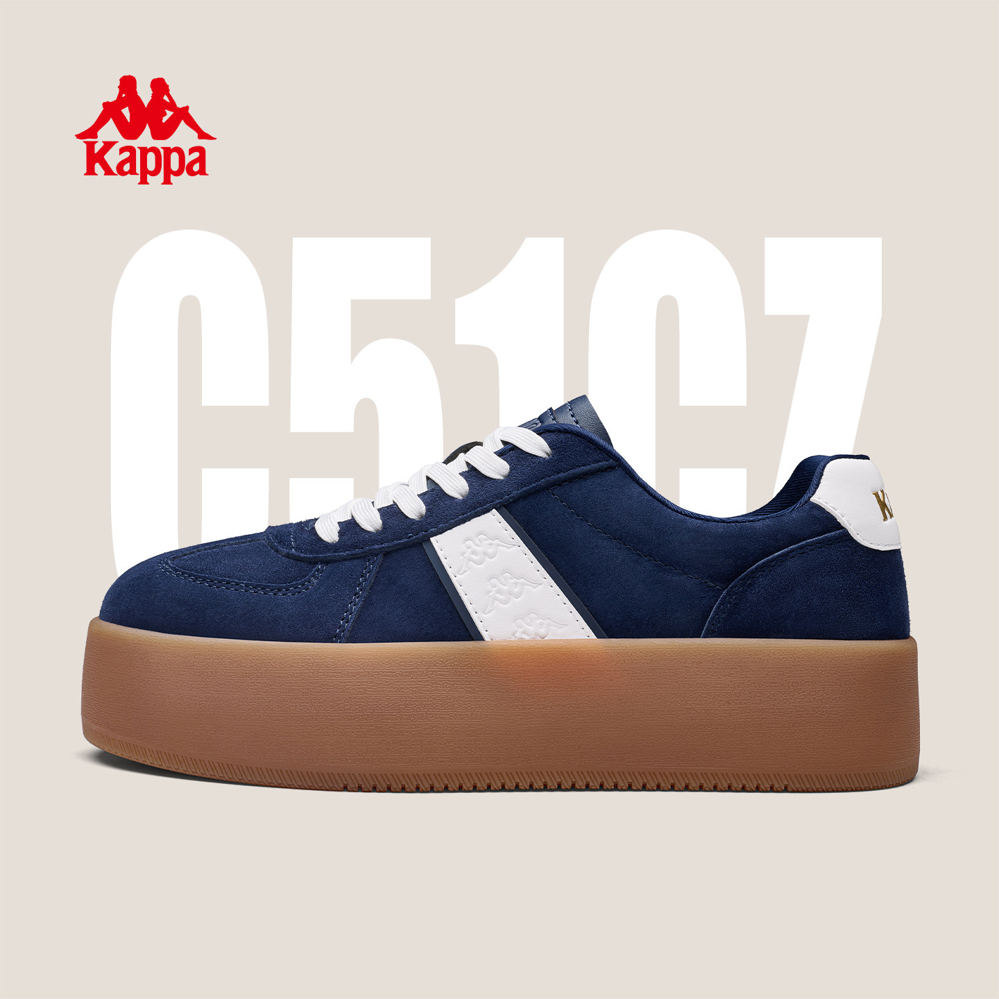 Kappa女鞋德训鞋女款2026春季新款厚底增高复古板鞋女运动休闲鞋,运动鞋new,板鞋,淘宝优惠券,粉丝福利购,淘宝优惠卷