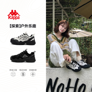 黑色运动鞋 kappa女鞋 增高户外跑步鞋 子2025秋冬厚底登山鞋 休闲鞋