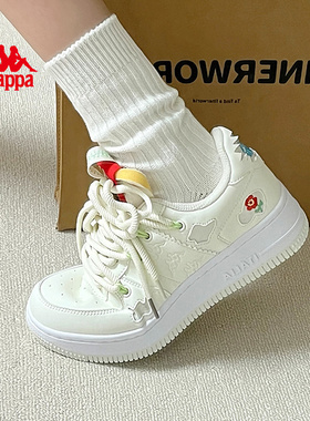 Kappa女鞋板鞋女2025新款秋冬增高厚底小白鞋女款休闲运动鞋子女