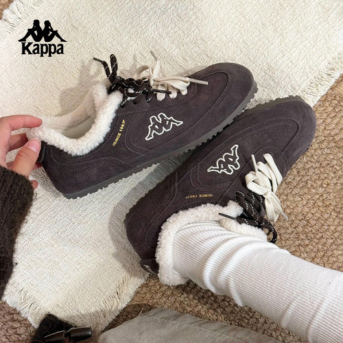 Kappa女鞋秋冬加绒复古软底板鞋
