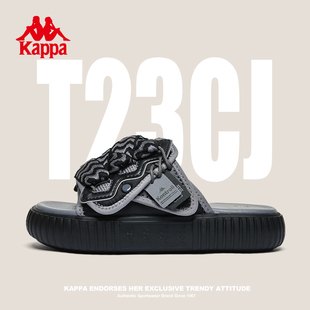 新款 Kappa男鞋 男2024夏季 休闲拖鞋 魔术贴外穿运动凉拖户外沙滩鞋