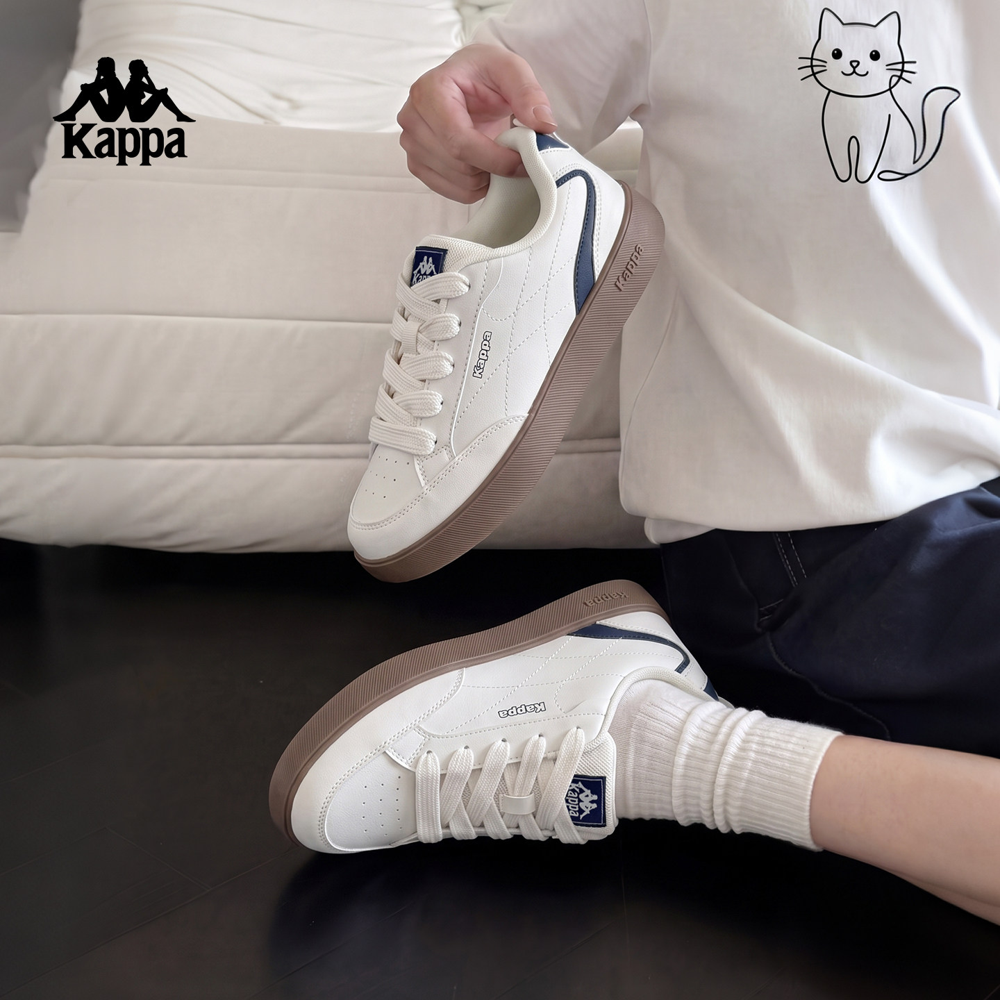 Kappa卡帕女鞋板鞋厚底小白鞋子图片