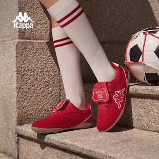 Kappa K90女鞋红色德训鞋女款2026春季新年板鞋足球鞋运动鞋子男