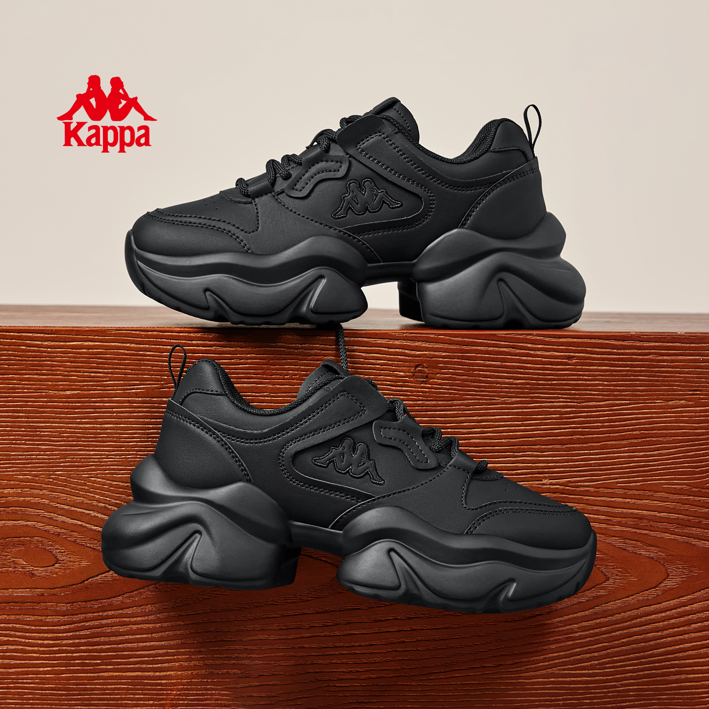 Kappa女鞋巨好看黑色老爹鞋女款