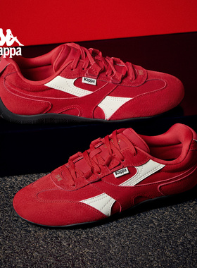 Kappa女鞋赛车鞋女款2025新款秋冬红色德训鞋复古板鞋子女运动鞋