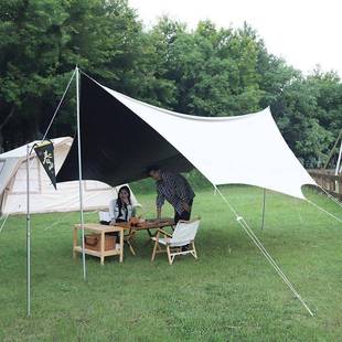户外黑胶防晒八角蝶形天外帐篷营 户露营网红野遮916阳棚幕野餐凉