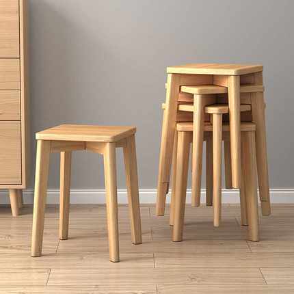 客厅实木凳子可叠放家用方凳板凳餐桌椅子收纳木头凳子简约小板凳