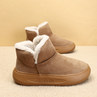 加绒雪地靴妈妈鞋 足力健老人鞋 加厚休闲保暖棉鞋 新款 2025年冬季