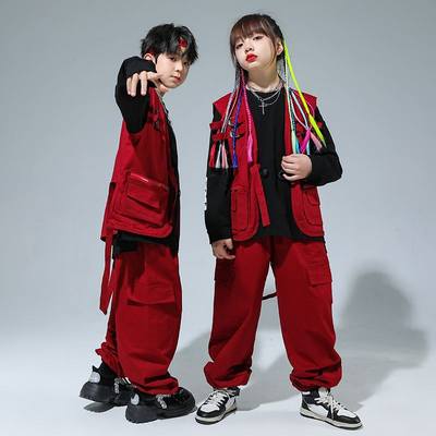 街舞儿童潮服男童hiphop帅气嘻哈架子鼓演出服套装表演服炸街服装