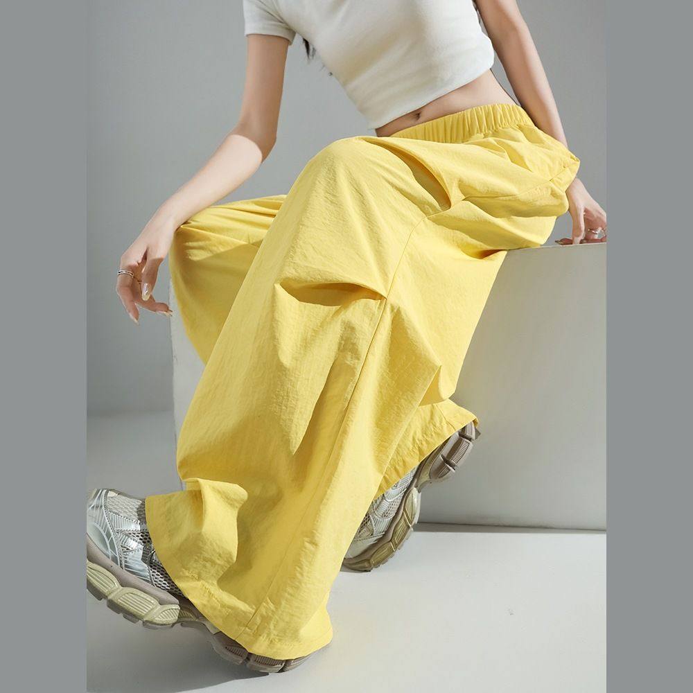 黄色工装裤女夏季薄款2025新款爵士舞街舞跳舞裤子登爬山降落伞裤,女装/女士精品,卫裤,淘宝优惠券,粉丝福利购,淘宝优惠卷