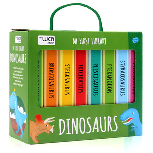 进口英文原版 各种各样的恐龙 My First Library系列 Dinosaurs 8册纸板书 礼盒装幼儿启蒙认知 Sassi出品