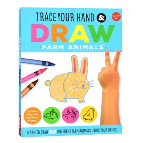 英文原版 Trace Your Hand & Draw: Farm Animals 跟踪你的手和画：农场动物（学习用你的手画22只不同的农场动物！）