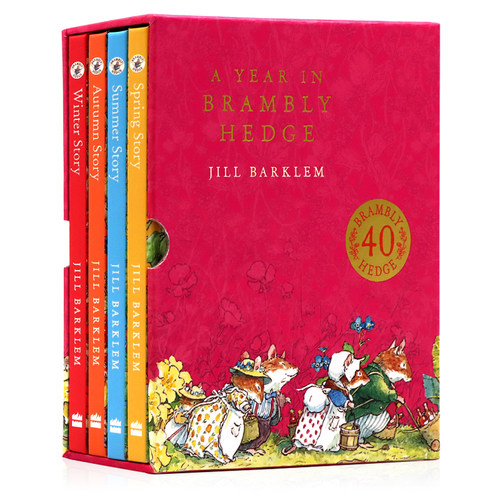现货 进口英文原版绘本 野蔷薇村的一年4册40周年盒装 A Year in Brambly Hedge 野蔷薇村的故事  儿童英伦田园童话故事