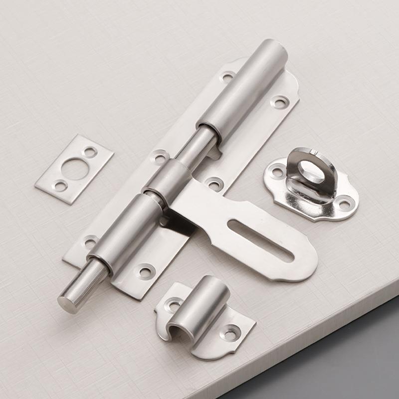 不锈钢重型插销左右锁扣加厚安全铁门双开门闩防盗大门带挂锁门栓