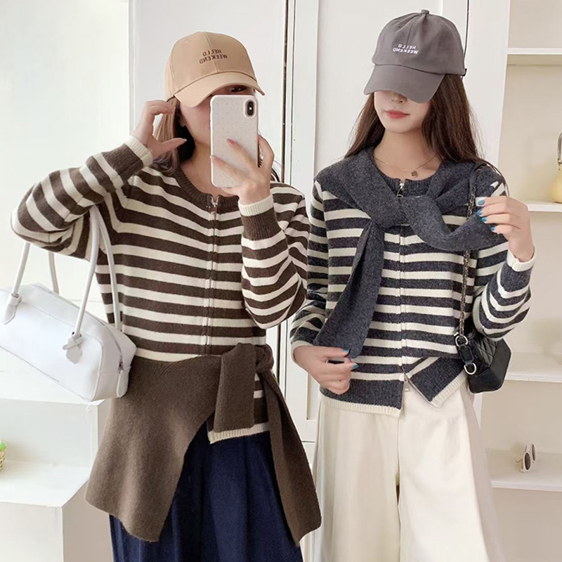 韩系学院风针织开衫女披肩两件套