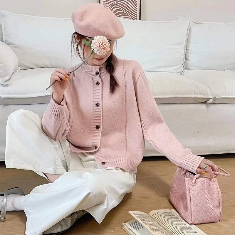 韩系软糯慵懒风针织开衫女外套