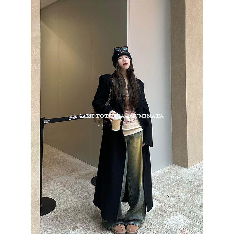 LUU桃喜儿/沙漏型收腰双面大衣外套中长款韩系女呢子秋冬高级感