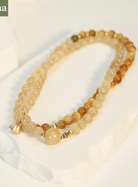 NININA金发晶手串国风新中式手链多圈女和田玉黄水晶小众设计高级