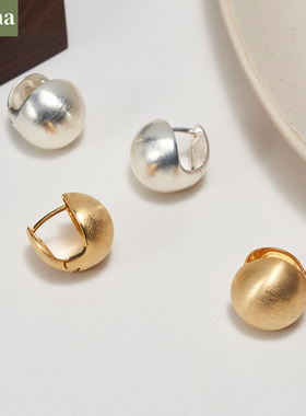 NININA金属拉丝球球耳环女2024新款爆款耳扣小众气质高级通勤耳饰