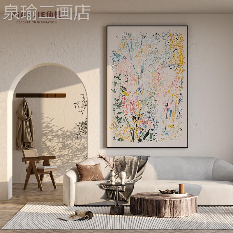 网红奶油廊风现墙代客植厅沙画发背景装饰画水彩物简约走玄关壁挂图片