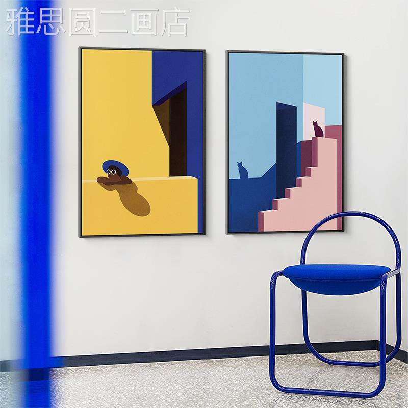 网红美客森现代物艺术装饰画人建筑北欧厅书房墙壁挂画工作室壁画图片