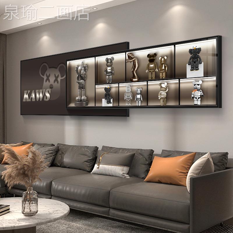 网红暴力熊客装饰高画加现代简大气沙约发背景墙挂厅画档卧室叠画