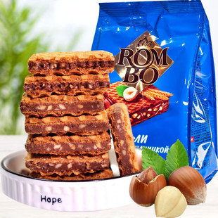 俄罗斯KDV榛仁巧克力夹心威化饼干200g/袋