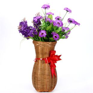 极速精品手工艺术j花瓶花篮藤编竹编 干花绢花塑料花器花桶台面壁