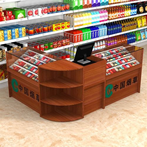 极速烟柜展示柜实木背柜收银柜台便利店J烟酒柜多功能组合转角小