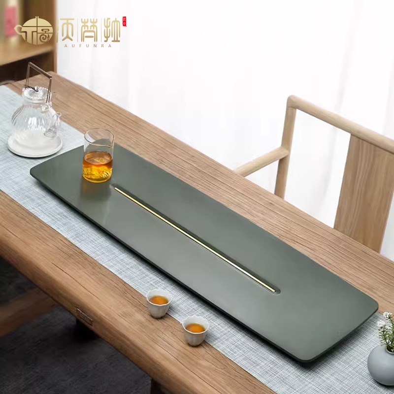 新品AUFUNRA天然乌q金石茶盘现代轻奢简约排水式小茶海家用送礼20