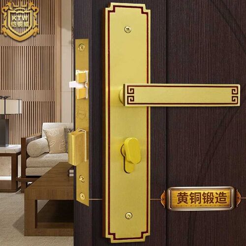 新品铠铜威纯铜卧室室内家用实木门C锁新中式入户全铜静音仿古房