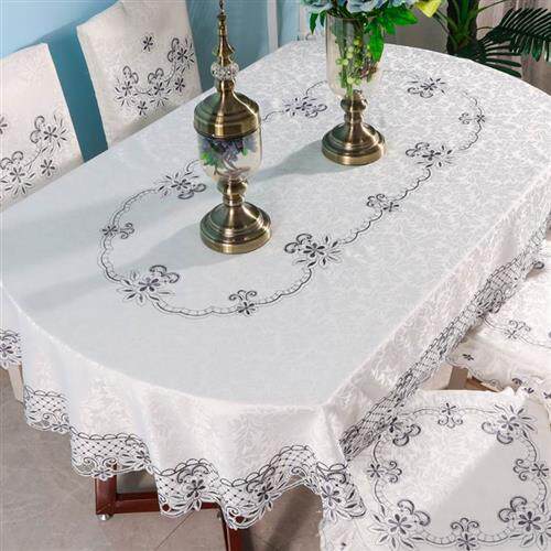 新品长椭圆餐桌桌布茶几布布艺轻A奢北欧风格椅套椅垫套装椭圆形