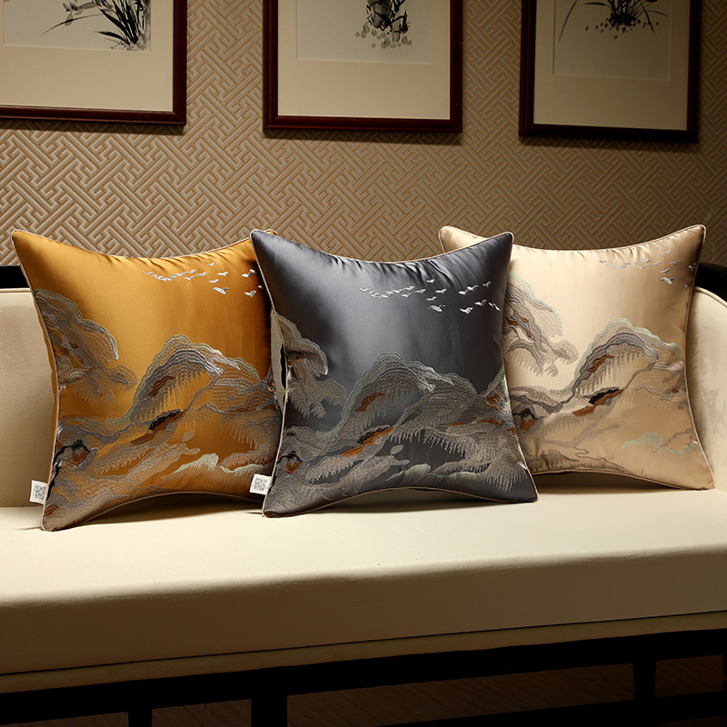 极速现代新中式抱枕靠垫中国风沙发靠背垫M床头靠包大号靠枕腰枕