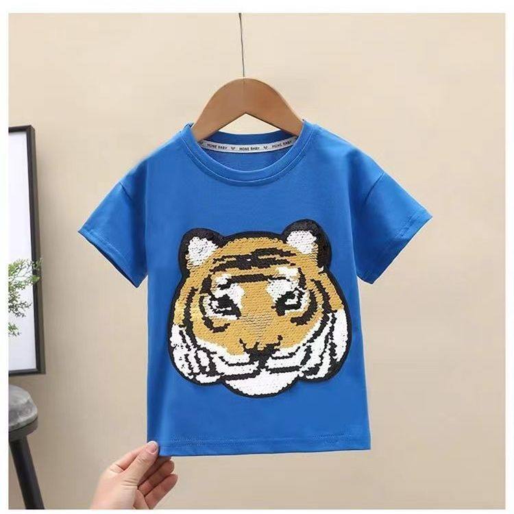 极速儿童亮片g可变图案衣服可变色短袖双面变图变脸鳞片熊猫变老,童装/婴儿装/亲子装,T恤,淘宝优惠券,粉丝福利购,淘宝优惠卷